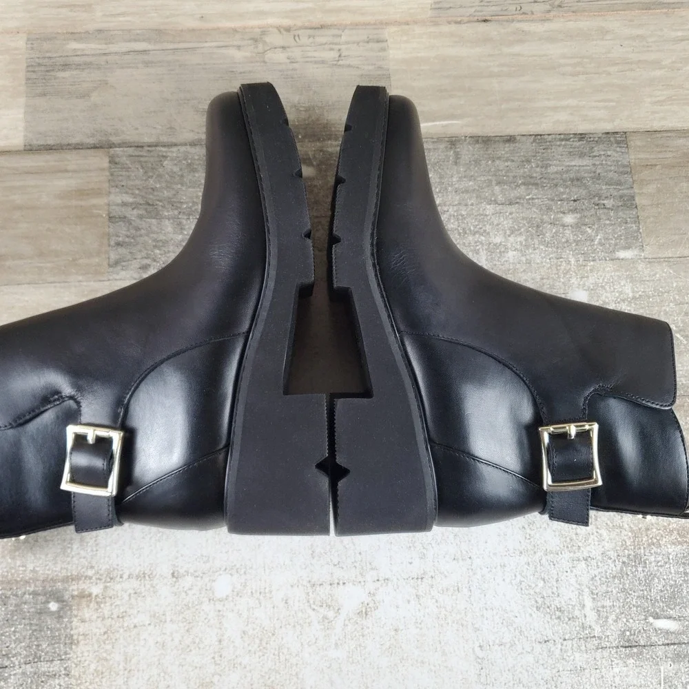 Naturalizer Delilah Womens Ankle Boots Sz 6 M Black Leather Side Zip Round Toe